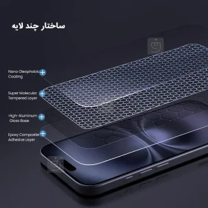 گلس نیلکین H+Pro آیفون 16 همراه با ابزار نصب
